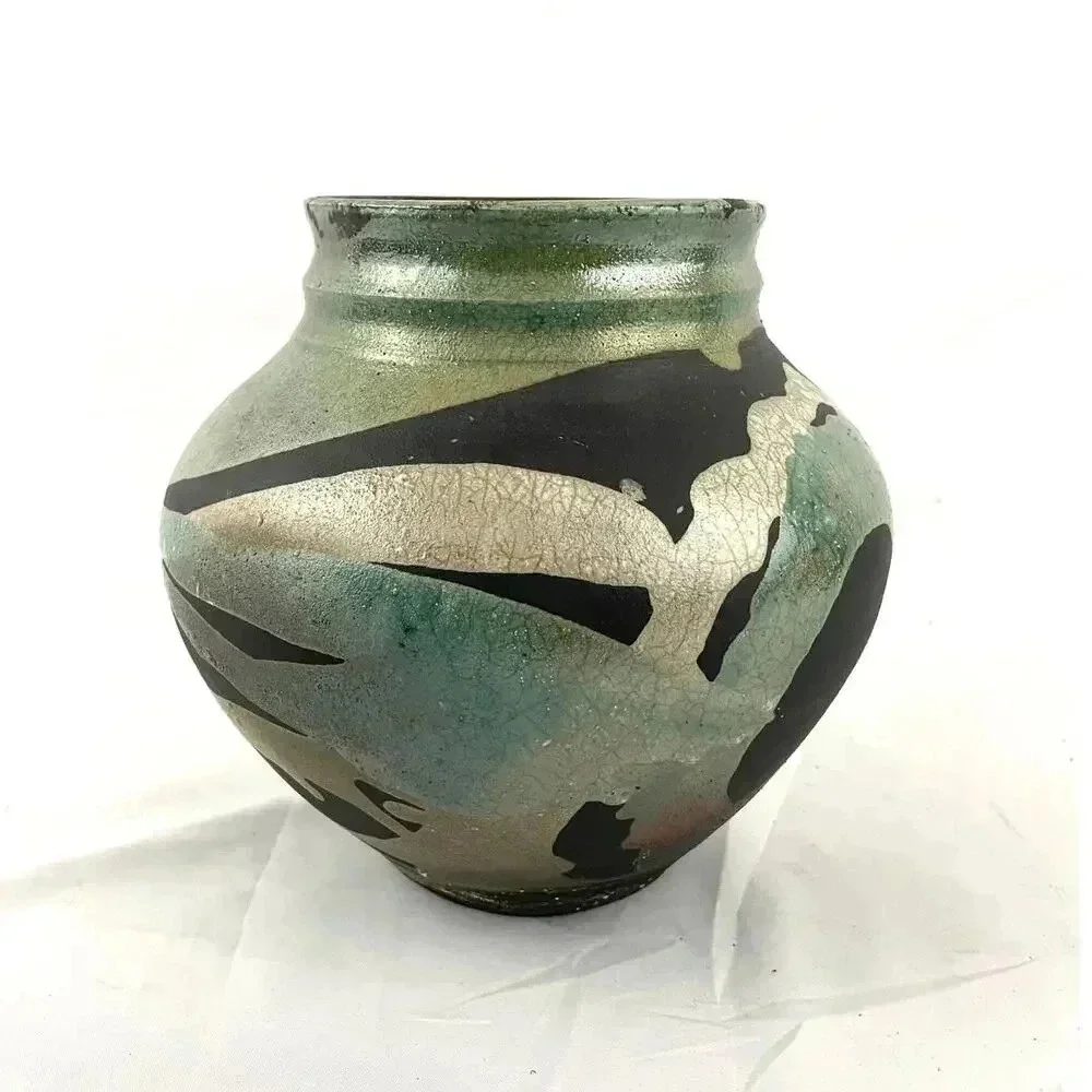 VTG Pottery Vase Abstract‎ Handmade Art Unique 7.5